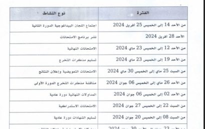 رزنامة نهاية السنة الدراسية 2024/2023