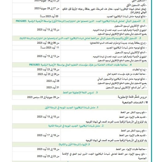 التسجيلات الجامعية 2025/2026