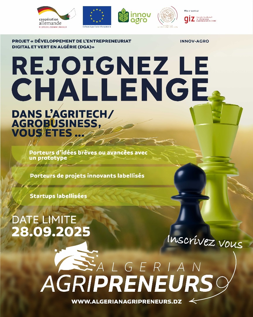 تنظيم اليوم الإعلامي الإفتراضي حول تحدي ALGERIAN AGRIPRENEURS ” لفائدة مدراء الحاضنات الجامعية والبحثية و الطلبة حاملي المشاريع المبتكرة تنظيم اليوم الإعلامي الإفتراضي حول تحدي ALGERIAN AGRIPRENEURS ” لفائدة مدراء الحاضنات الجامعية والبحثية و الطلبة حاملي المشاريع المبتكرة